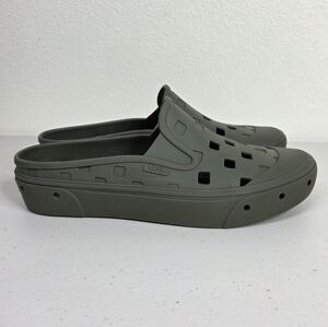Vans Men's Olive Slip-On Perforated Checkered Rubber Shoes Waterproof